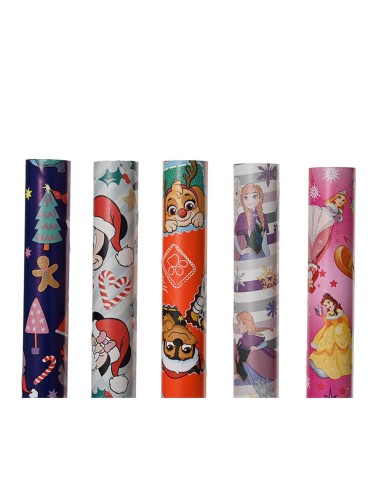 Papel de regalo disney con motivos navideños, colores surtidos