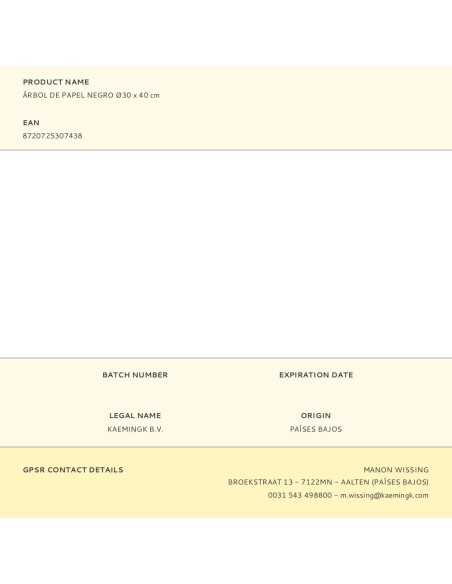 Árbol de papel negro ø30 x 40 cm