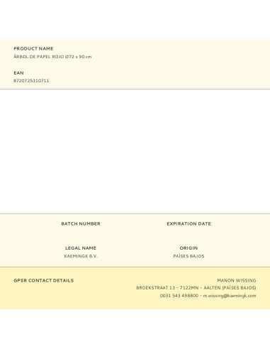 Árbol de papel rojo ø72 x 90 cm