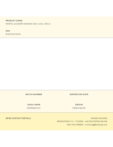 Mantel algodón navidad 140 x 0,10 x 180 cm