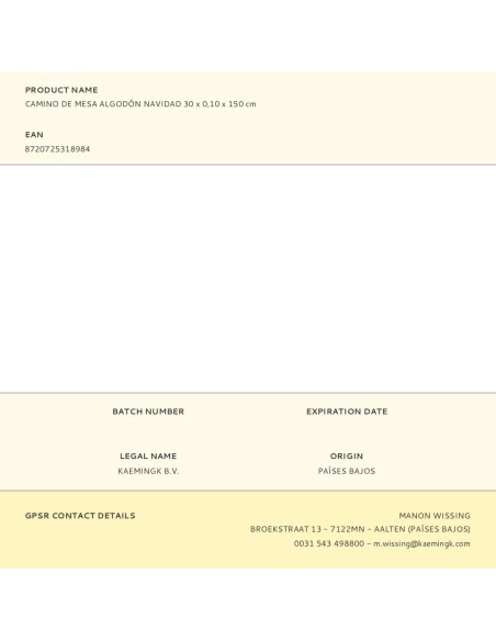 Camino de mesa algodón navidad 30 x 0,10 x 150 cm