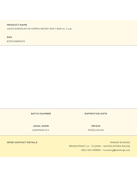 Juego bandejas de hierro negro ø38 y ø28 cm, 2 uds