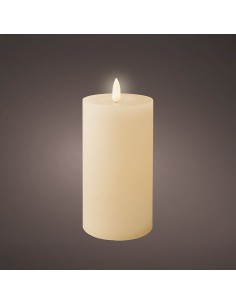 Vela de cera led, color beige, acabado rústico ø7 x 15 cm