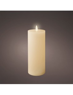 Vela de cera led, color beige, acabado rústico, ø7 x 19 cm