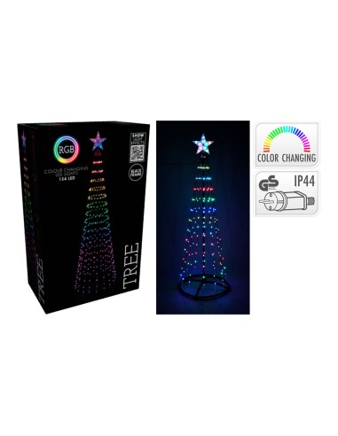 Árbol de navidad 154 leds rgb negro, exterior, ø?50 x 150 cm
