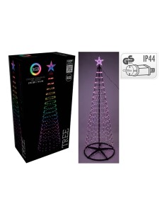 Árbol de navidad 370 leds rgb negro, exterior, ø70 x 210 cm