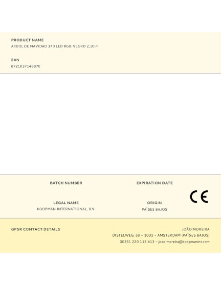 Árbol de navidad 370 leds rgb negro, exterior, ø70 x 210 cm