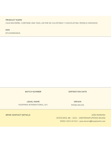 Caja navideña, contiene una taza, un par de...