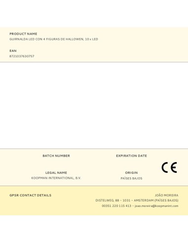 Guirnalda led hallowen, modelos variados, 165 cm