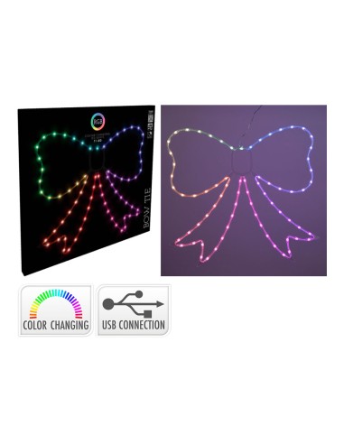 Lazo rgb 71 leds, multifunción, interior, 55 x 60 cm
