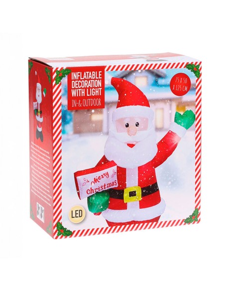 Papa noel inflable con luz, 75 x 50 x 125 cm