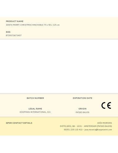 Papa noel inflable con luz, 75 x 50 x 125 cm