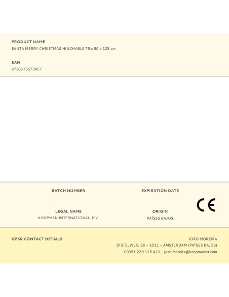 Papa noel inflable con luz, 75 x 50 x 125 cm