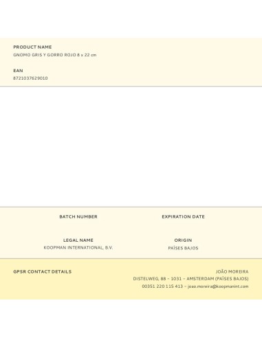 Gnomo gris con gorro rojo 8 x 22 cm