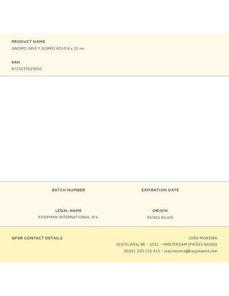 Gnomo gris con gorro rojo 8 x 22 cm