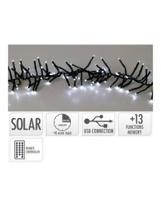 Guirnalda led solar 768 leds 13 funciones parpadeante exterior blanco frio cable verde 5,6 m