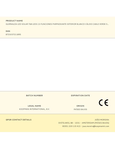 Guirnalda solar recargable, 768 leds,...