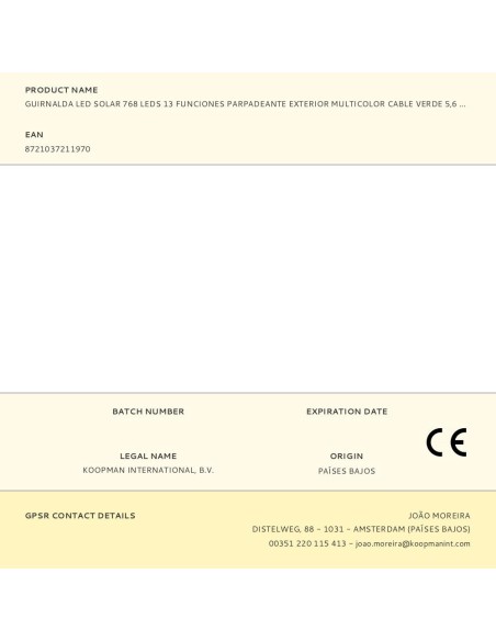 Guirnalda solar recargable, 768 leds, multifunción, multicolor, exterior, 5,6 m