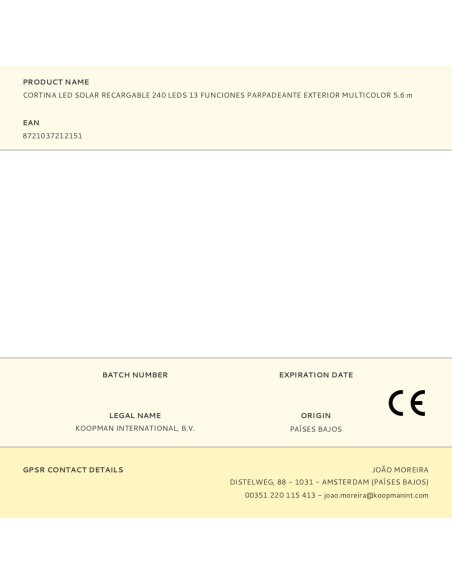 Guirnalda solar recargable, 240 leds, multifunción, multicolor, exterior, 8 m