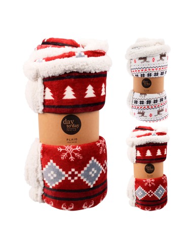 Manta navideña, modelos variados / colores surtidos 130 x 160 cm