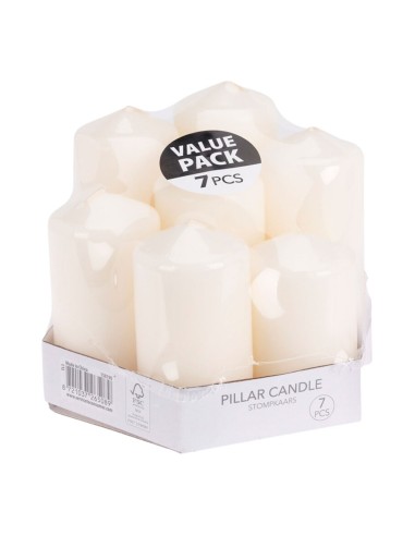 Velas de cera blancas de ø55 mm con diferentes alturas, 7 uds