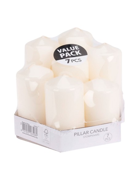 Velas de cera blancas de ø55 mm con diferentes alturas, 7 uds