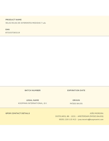 Velas de cera rojas de ø55 mm con diferentes...