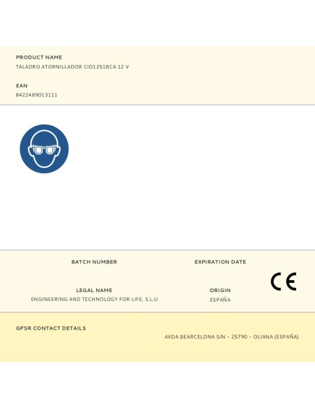 Taladro atornillador cid1251bca 12 v