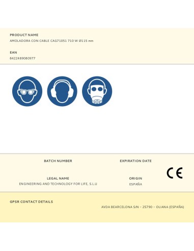 Amoladora con cable cag71051 710 w ø115 mm