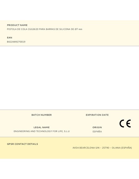Pistola de cola cgg3620 para barras de silicona de ø7 mm