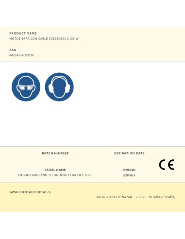 Motosierra con cable ccs23050c 1400 w