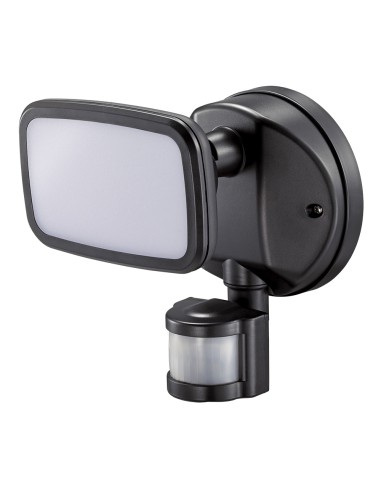 Aplique foco led con sensor crepuscular y de movimiento 10 w 750 lm 4000 k luz día, ip65, negro, ø12 × 14 × 17 cm
