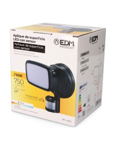 Aplique foco led con sensor crepuscular y de movimiento 10 w 750 lm 4000 k luz día, ip65, negro, ø12 × 14 × 17 cm 2