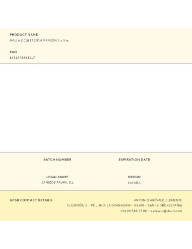 Malla ocultación marrón 1 x 5 m