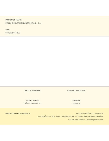 Malla ocultación antracita 1 x 5 m