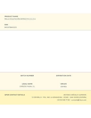 Malla ocultación antracita 1,5 x 5 m