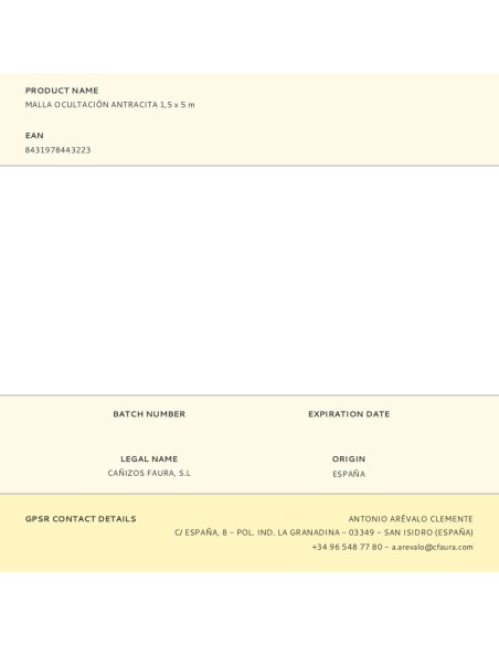 Malla ocultación antracita 1,5 x 5 m