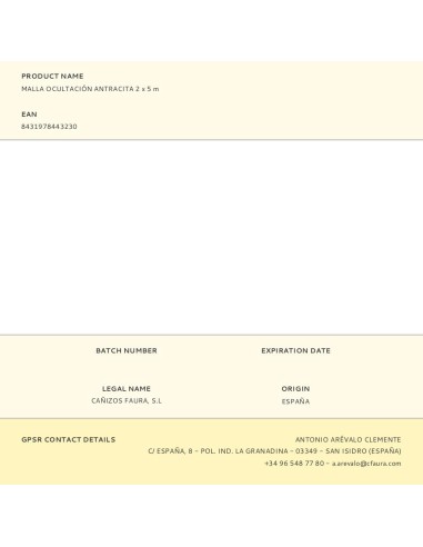 Malla ocultación antracita 2 x 5 m