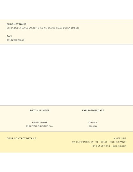 Brida delta level system 3 mm / 6-15 mm, roja, bolsa 100 uds