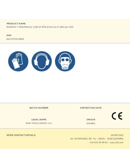Rubimix-7 minimax eu 1200 w máx ø120 mm 0-680 rpm ip20
