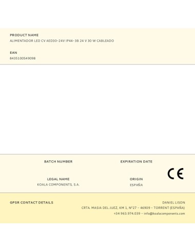 Alimentador led cv aed30-24v ip44-3b 24 v 30 w...