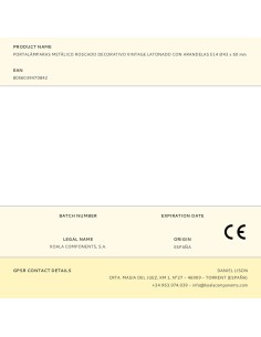 Portalámparas metálico roscado decorativo vintage latonado con arandelas e14 ø43 x 60 mm 2