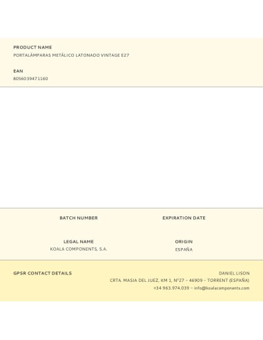 Portalámparas metálico latonado vintage e27