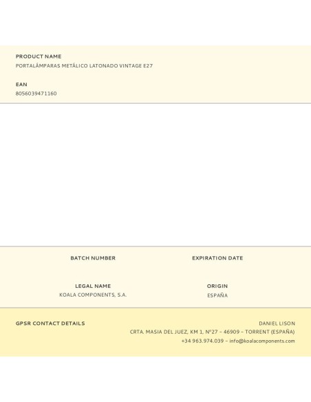 Portalámparas metálico latonado vintage e27