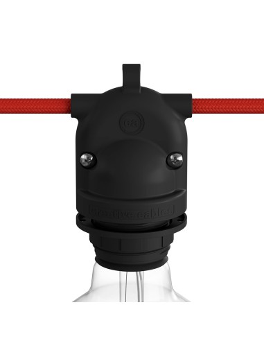 Portalámparas e27 con gel para exterior doble salida ip65 negro