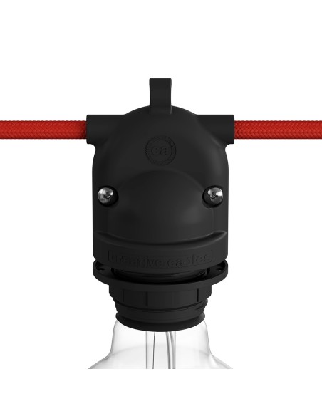 Portalámparas e27 con gel para exterior doble salida ip65 negro Portalámparas e27 con gel para exterior doble salida ip65 negro