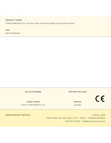 Portalámparas e27 con gel para exterior doble salida ip65 negro