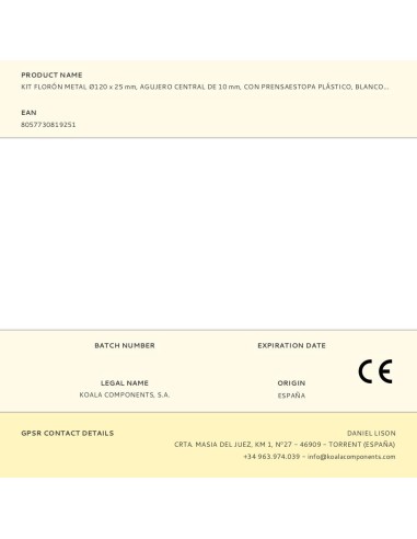 Kit florón metal ø120 x 25 mm, agujero central...