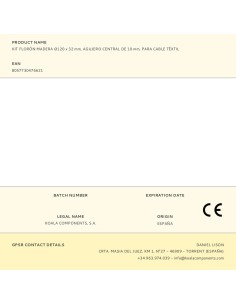 Kit florón madera ø120 x 32 mm, agujero central de 10 mm, para cable téxtil 2