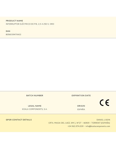 Interruptor eléctrico de pie, 2,5 a 250 v, oro